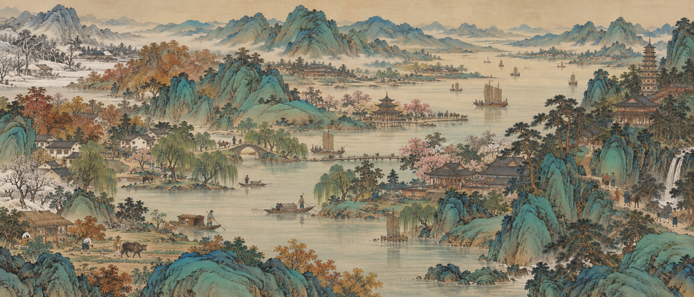 Ming style landscape handscroll